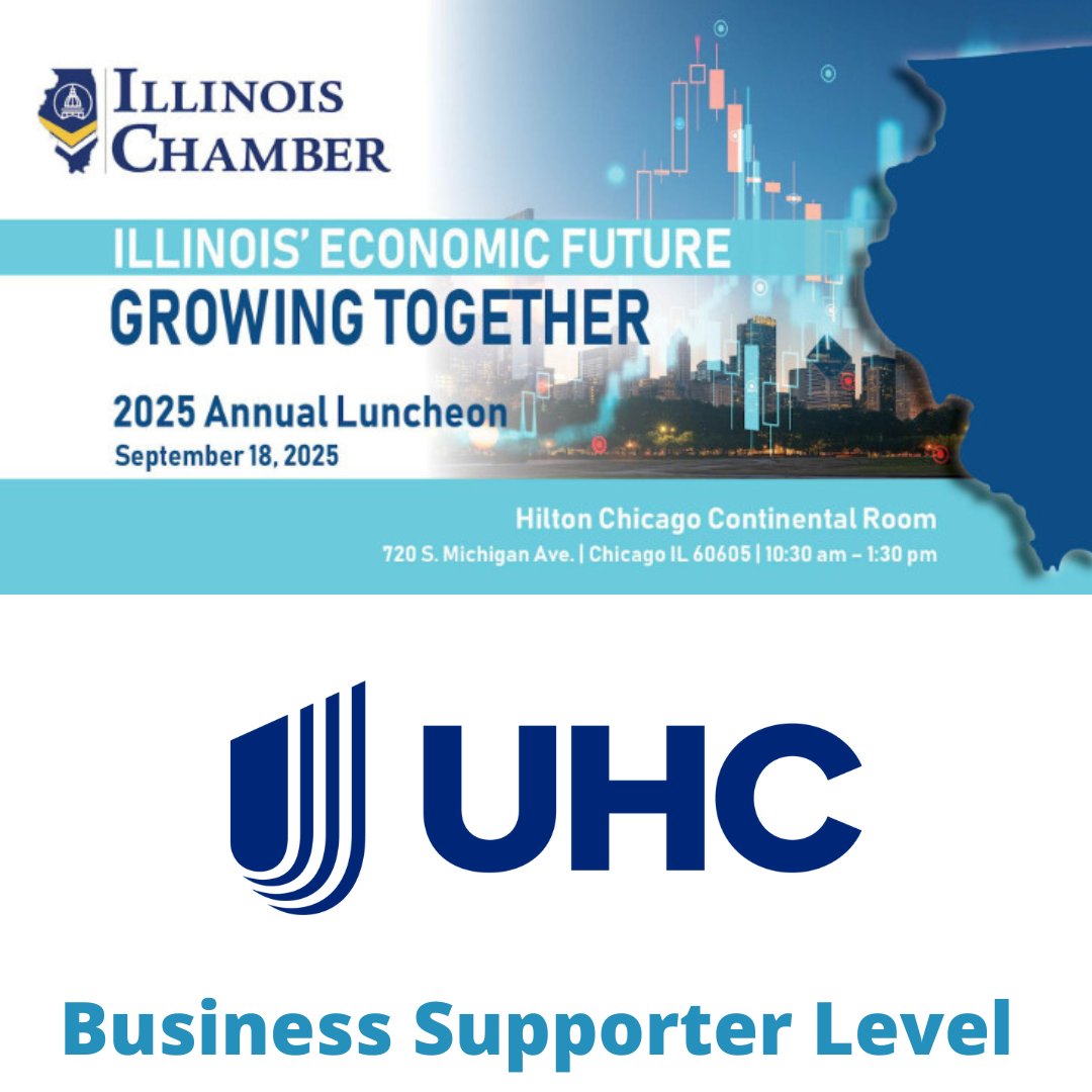 Illinois Chamber (@ilchamber) on Twitter photo We are honored to welcome <a href="/UHC/">UnitedHealthcare</a> as a Business Supporter Sponsor for our Annual Luncheon! Thank you for making this year’s event possible; your partnership plays a key role in its success!
We look forward to having you!
For sponsorship opportunities: lsilvey@ilchamber.org We are honored to welcome <a href="/UHC/">UnitedHealthcare</a> as a Business Supporter Sponsor for our Annual Luncheon! Thank you for making this year’s event possible; your partnership plays a key role in its success!
We look forward to having you!
For sponsorship opportunities: lsilvey@ilchamber.org