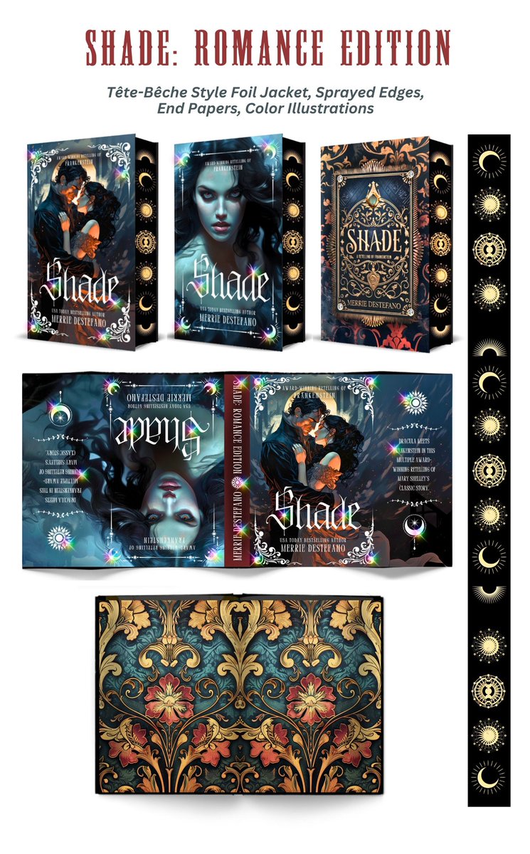 MerrieDestefano's tweet image. The Romance Edition has a modified tête-bêche foil jacket. Backers can choose which version they prefer for the front cover. Then they can change it back.

Planning to launch in July.

Follow to get Early Bird deals.

@Kickstarter #frankenstein #dracula

kickstarter.com/projects/merri…