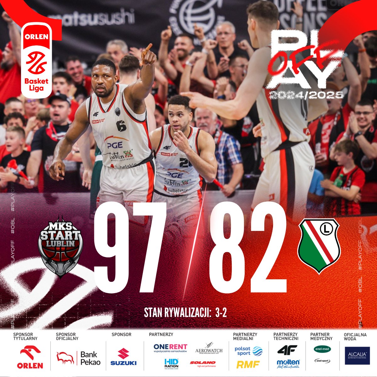 ORLEN Basket Liga (@plkpl) on Twitter photo 🔥 CO ZA MECZ w wykonaniu <a href="/StartLublin/">PGE Start Lublin</a>❗️
Drużyna trenera Wojciecha Kamińskiego pokonała <a href="/LegiaKosz/">Legia Kosz</a> 97:82, prowadzi w serii 3-2 i jest już o krok od mistrzostwa #ORLENBasketLiga 💪
#PLKPL <a href="/GrupaORLEN/">ORLEN</a> 🔥 CO ZA MECZ w wykonaniu <a href="/StartLublin/">PGE Start Lublin</a>❗️
Drużyna trenera Wojciecha Kamińskiego pokonała <a href="/LegiaKosz/">Legia Kosz</a> 97:82, prowadzi w serii 3-2 i jest już o krok od mistrzostwa #ORLENBasketLiga 💪
#PLKPL <a href="/GrupaORLEN/">ORLEN</a>
