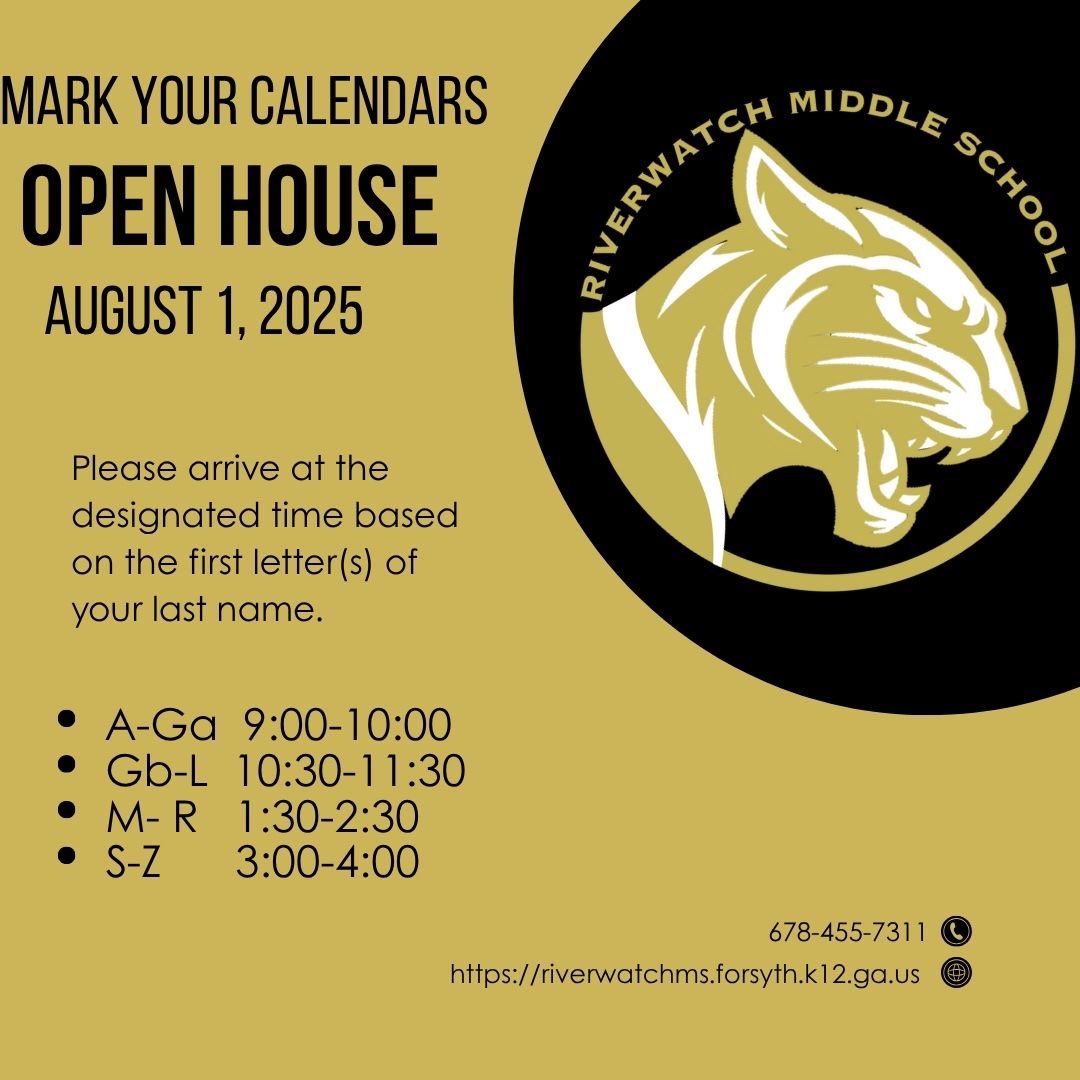 RiverwatchMS's tweet photo. It’s time to mark your calendar for our Open House! We can’t wait to meet and greet our Panthers on August 1st! https://t.co/r1rtIYuoxA