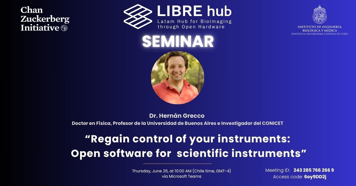 🌐 El jueves de la próxima semana el Dr. Hernán Grecco desde Buenos Aires nos compartirá cómo tecnologías abiertas en óptica, microscopía y espectroscopía están democratizando el acceso y fomentando una ciencia más inclusiva. 
☝ Nos vemos vía Teams. ¡No faltes!