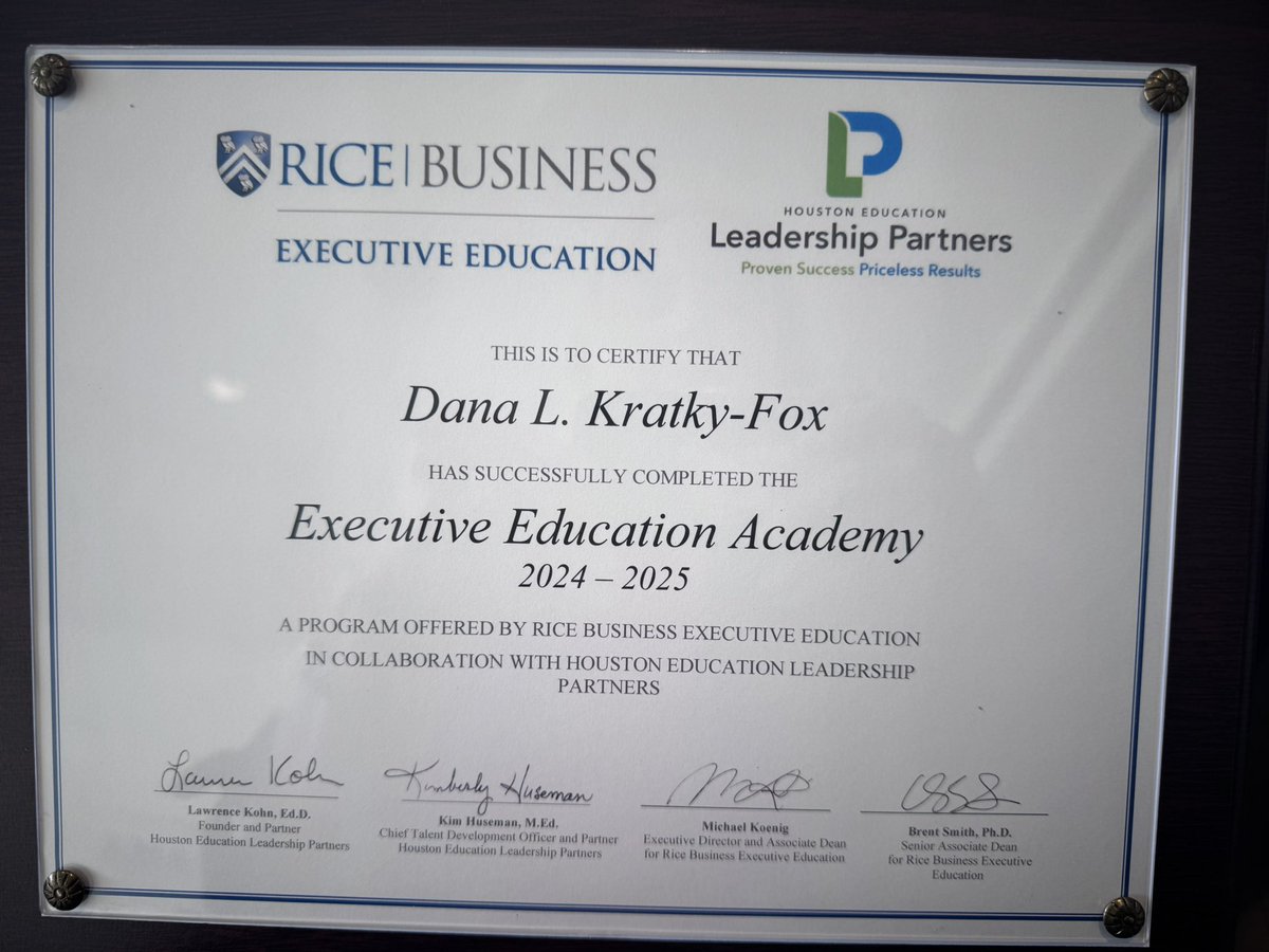 Today Cohort 16 graduated from the Executive Education Academy through the leadership program <a href="/RiceUniversity/">Rice University</a> with <a href="/Leaderpartners/">Leadership Partners</a>! Thank you <a href="/CrosbyISD/">Crosby ISD</a> for investing in us!  I am grateful to have gone through this with amazing leaders in our district <a href="/MrsWeaverCMS/">Allison Weaver</a>
