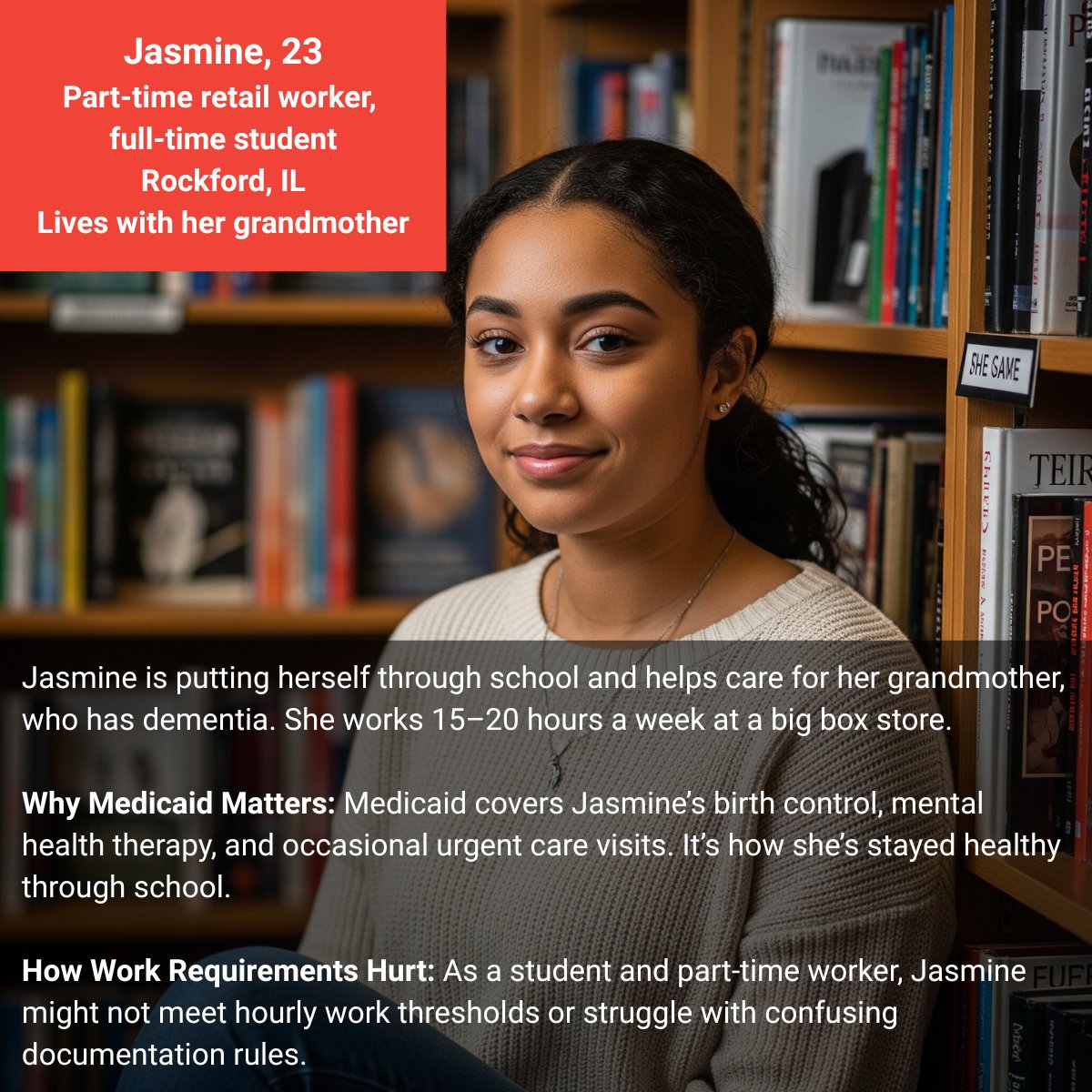 ProtectILCare's tweet image. These are the faces of #Medicaid, relied on by thousands of Illinoisans for the care they need to live and work. New work requirements would put that care at risk for people like Darnell, Marisol, Jasmine and more. Take action at protectourcareil.org.
#ProtectOurCareIL