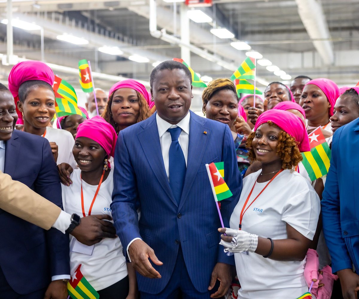 Faure Essozimna GNASSINGBÉ (@fegnassingbe) on Twitter photo Je suis fier d’avoir inauguré, ce 18 juin 2025, l’usine textile Star Garments, à la Plateforme Industrielle d’Adétikopé <a href="/PIA_Togo/">Plateforme Industrielle d’Adetikope</a>.
13 milliards de FCFA investis, +2.200 emplois directs créés, surtout pour les femmes et les jeunes. Je suis fier d’avoir inauguré, ce 18 juin 2025, l’usine textile Star Garments, à la Plateforme Industrielle d’Adétikopé <a href="/PIA_Togo/">Plateforme Industrielle d’Adetikope</a>.
13 milliards de FCFA investis, +2.200 emplois directs créés, surtout pour les femmes et les jeunes.