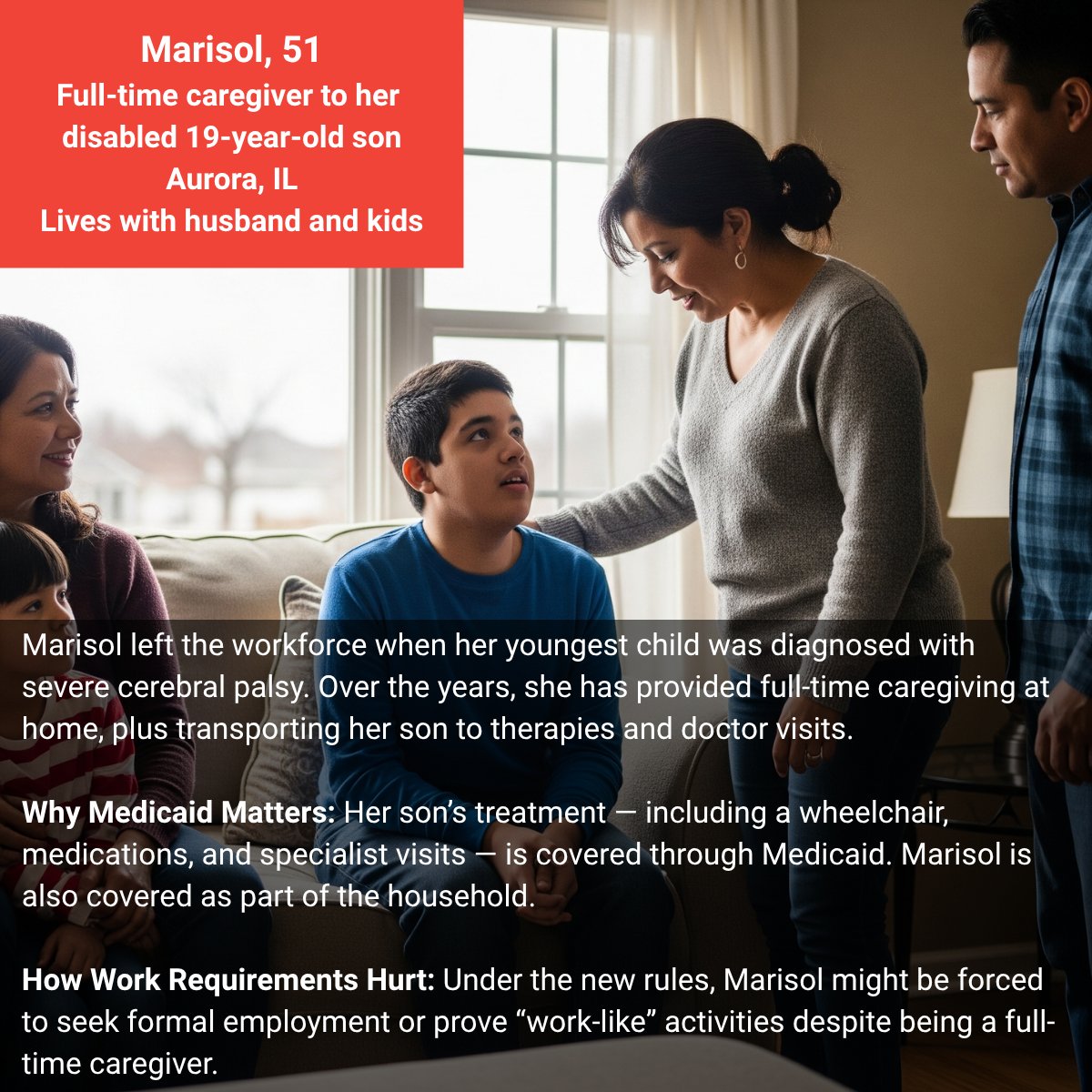ProtectILCare's tweet image. These are the faces of #Medicaid, relied on by thousands of Illinoisans for the care they need to live and work. New work requirements would put that care at risk for people like Darnell, Marisol, Jasmine and more. Take action at protectourcareil.org.
#ProtectOurCareIL