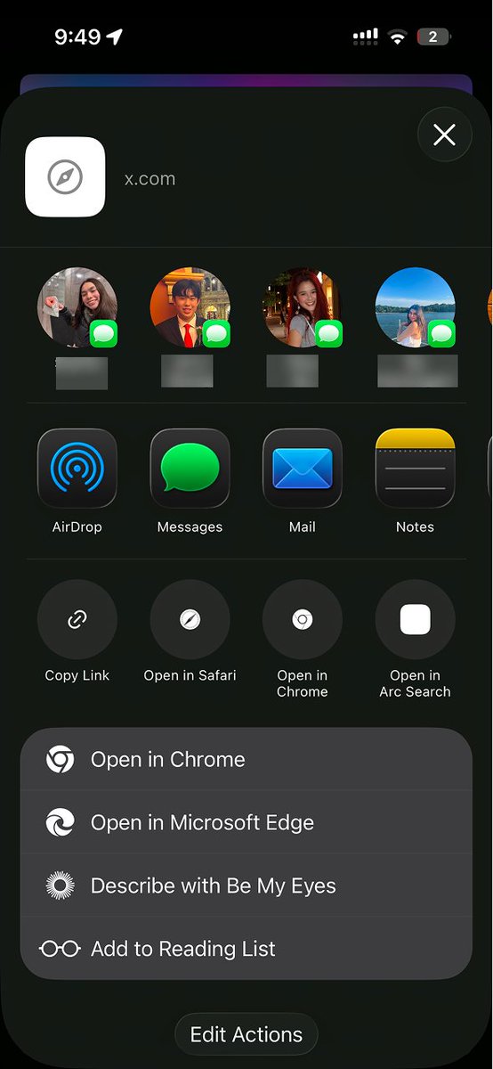 what determines the first 4 contacts in the iOS Share menu?

i took these screenshots without messaging anyone, so i don't think it's based on who you last contacted?Maybe it's based on the app/content you're sharing?