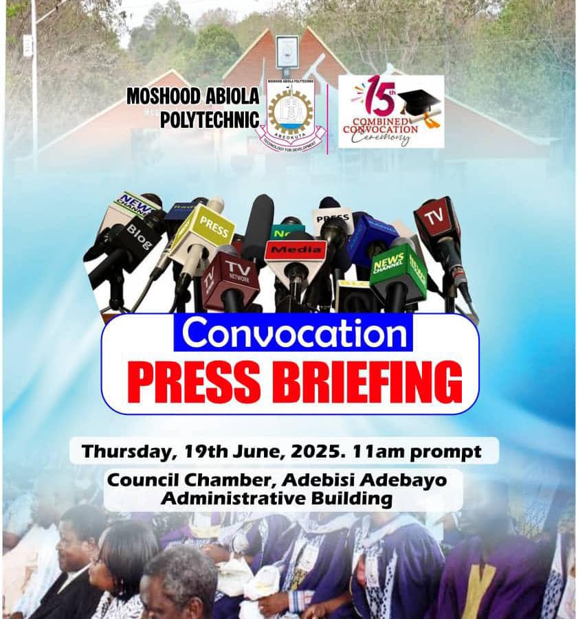 Babshub_'s tweet image. Activities To Mark The 15th Combined Convocation of @MAPOLYinfo Begin Tomorrow, 19th June, 2025 With A Press Briefing.

Celebration of Academic Excellence!!!

#MapolyConvocation