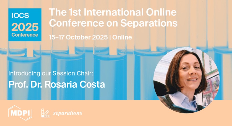 Separations MDPI (@sep_mdpi) on Twitter photo 📢 The 1st International Online Conference on Separations has determined its S2 session chair, Prof. Dr. Rosaria Costa from the University of Messina, Messina! 
Meet her and engage with the latest research in Separation Science on 15-17 October 2025.
brnw.ch/21wTvNh. 📢 The 1st International Online Conference on Separations has determined its S2 session chair, Prof. Dr. Rosaria Costa from the University of Messina, Messina! 
Meet her and engage with the latest research in Separation Science on 15-17 October 2025.
brnw.ch/21wTvNh.