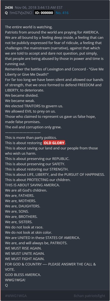Kimberly Auer (@kimberlyrja8) on Twitter photo Thanks for pointing this post out <a href="/JokersPrime1/">🇺🇲JokersPrime🇺🇸👽</a>
"Old Glory" 4 Drops/
Trump wore a Q Yellow tie today...see first attached...
EDT TS 1:10/13:10 PM
(see next comments)
Drop 11? (remove the zero)
Also attached a few Drops w/ 1:10 PM TS's as 110/1310 did not seem relevant to Thanks for pointing this post out <a href="/JokersPrime1/">🇺🇲JokersPrime🇺🇸👽</a>
"Old Glory" 4 Drops/
Trump wore a Q Yellow tie today...see first attached...
EDT TS 1:10/13:10 PM
(see next comments)
Drop 11? (remove the zero)
Also attached a few Drops w/ 1:10 PM TS's as 110/1310 did not seem relevant to