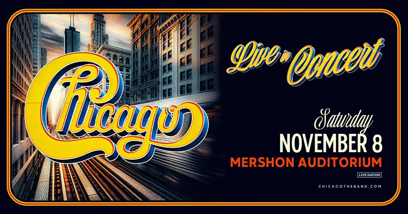 Live Nation Columbus (@livenationcol) on Twitter photo We got your presale code hook up! Use code: TREBLE and snag your tix to see <a href="/chicagotheband/">Chicago, the band</a> – Live In Concert at <a href="/MershonAud/">Mershon Auditorium</a> on Saturday, November 8!
Use code: TREBLE | bit.ly/4kHNhiv We got your presale code hook up! Use code: TREBLE and snag your tix to see <a href="/chicagotheband/">Chicago, the band</a> – Live In Concert at <a href="/MershonAud/">Mershon Auditorium</a> on Saturday, November 8!
Use code: TREBLE | bit.ly/4kHNhiv
