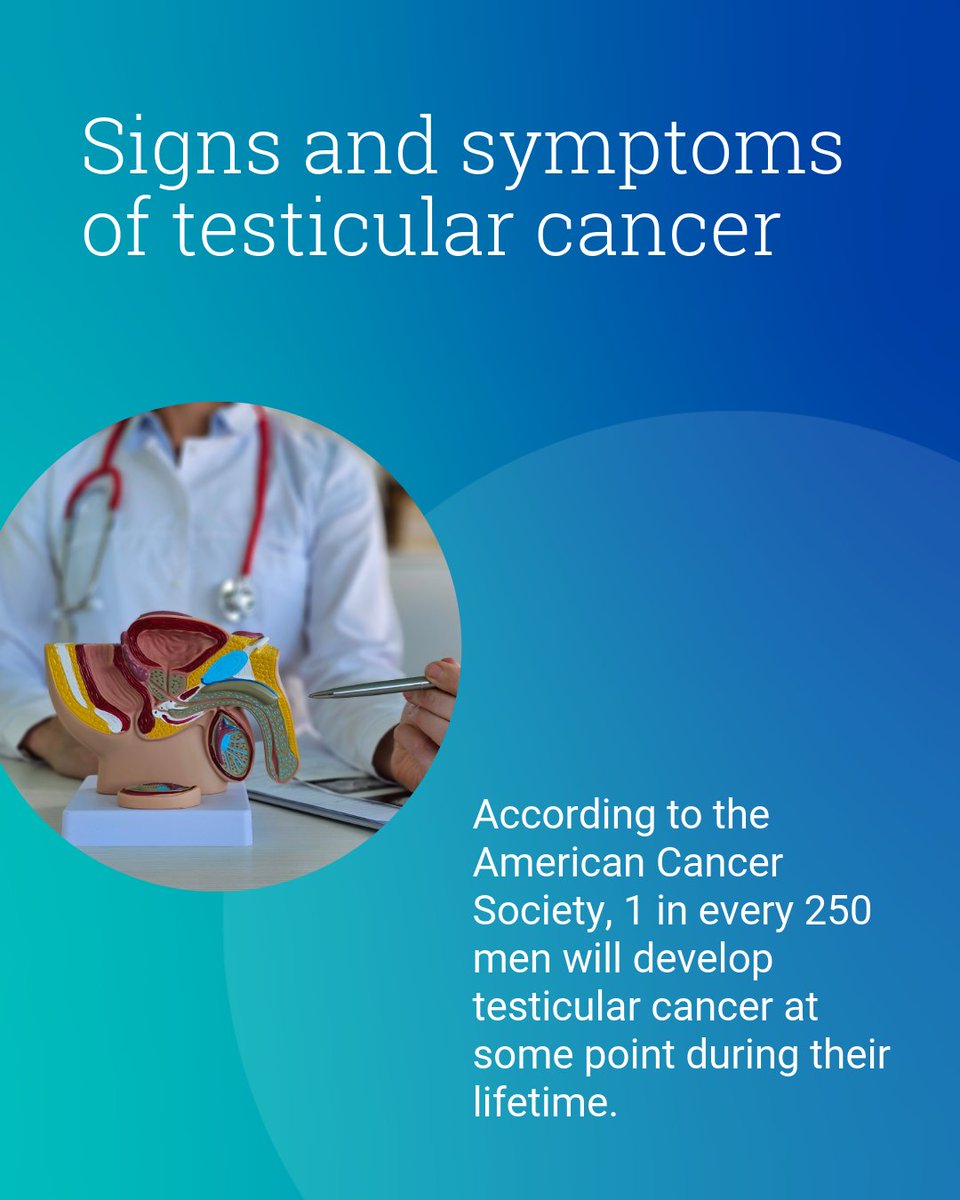 MGHCancerCenter's tweet image. According to the @AmericanCancer Society, 1 in every 250 men will develop testicular cancer at some point during their lifetime. Since signs can look like symptoms of other health conditions, it’s important to see your doctor immediately to identify the root cause. Learn more:…