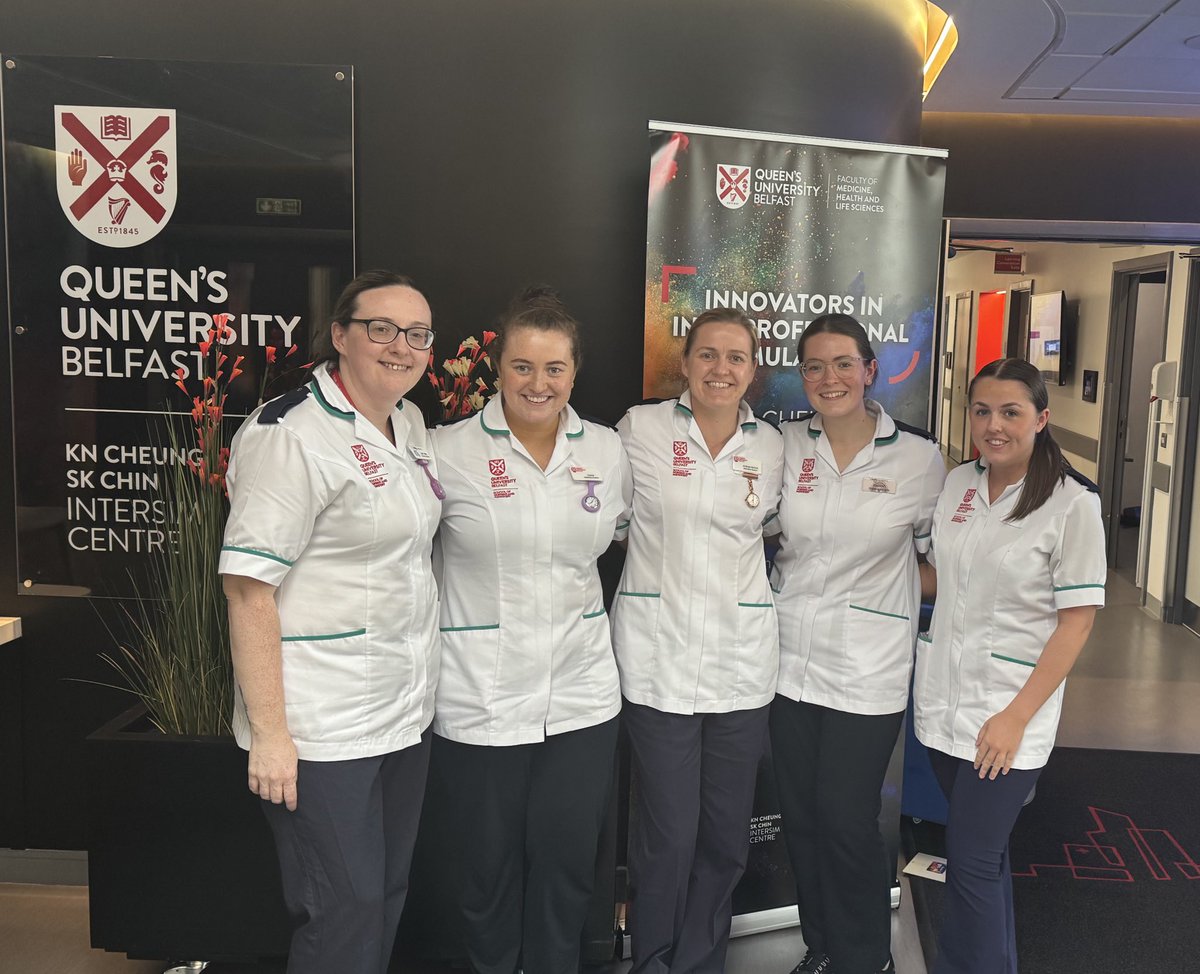 LeeAnnEM08's tweet image. 5 happy student midwives who just completed their last ever summative simulation