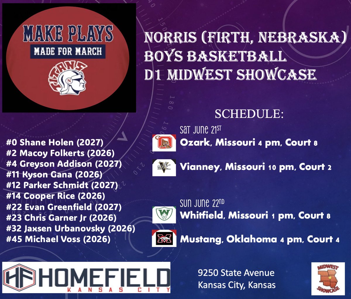 Ben Greenfield (@bengreenfield5) on Twitter photo Catch the <a href="/TitanHoops160/">Norris Titans Boys Basketball</a> Norris Boys in the <a href="/MW_Showcase/">Midwest Showcase</a> this Saturday and Sunday! Catch the <a href="/TitanHoops160/">Norris Titans Boys Basketball</a> Norris Boys in the <a href="/MW_Showcase/">Midwest Showcase</a> this Saturday and Sunday!