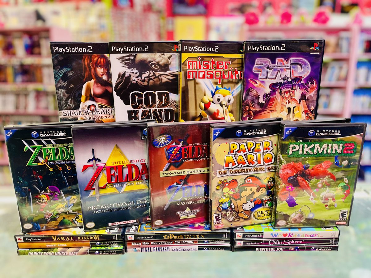 2000s games were a different ✨vibe✨

Just received these games at the Capitol Hill location, including the rare trifecta of:

👊🦶God Hand
🛏️🦟 Mister Mosquito
🗡️🆕  *Sealed* Ocarina of Time/Master Quest

What do you think? Which of these are you playing first?
