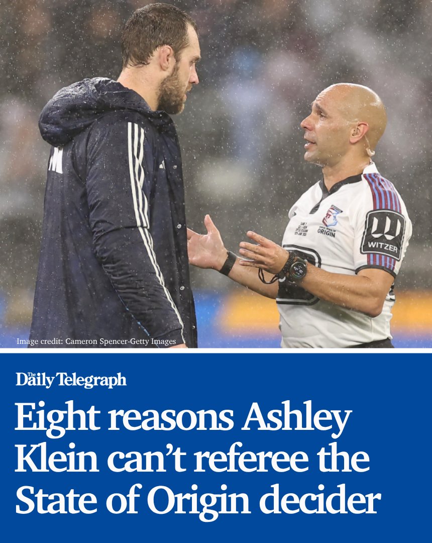 Referee Ashley Klein should come under serious pressure to hold his position for the State of Origin decider in Sydney after he failed to award NSW a first half penalty ➡️ bit.ly/43RWfnD

📲Get the biggest stories first with The Daily Telegraph app: