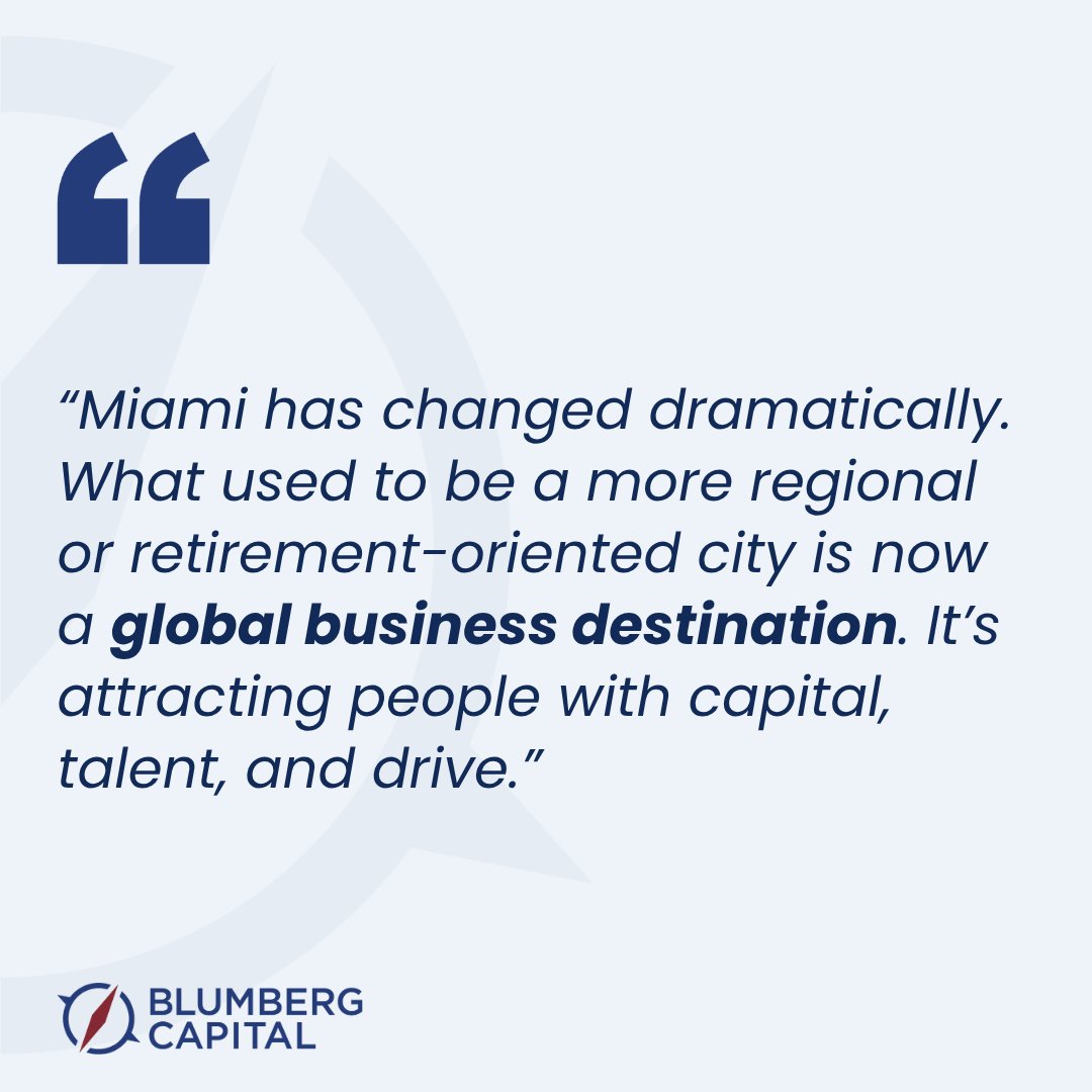 #ICYMI Riley Kaminer at Refresh Miami sat down with David Blumberg to discuss Blumberg Capital’s Miami office expansion and vision for the city. Check out some of David’s key takeaways below and read the full article to learn more. refreshmiami.com/news/blumberg-…