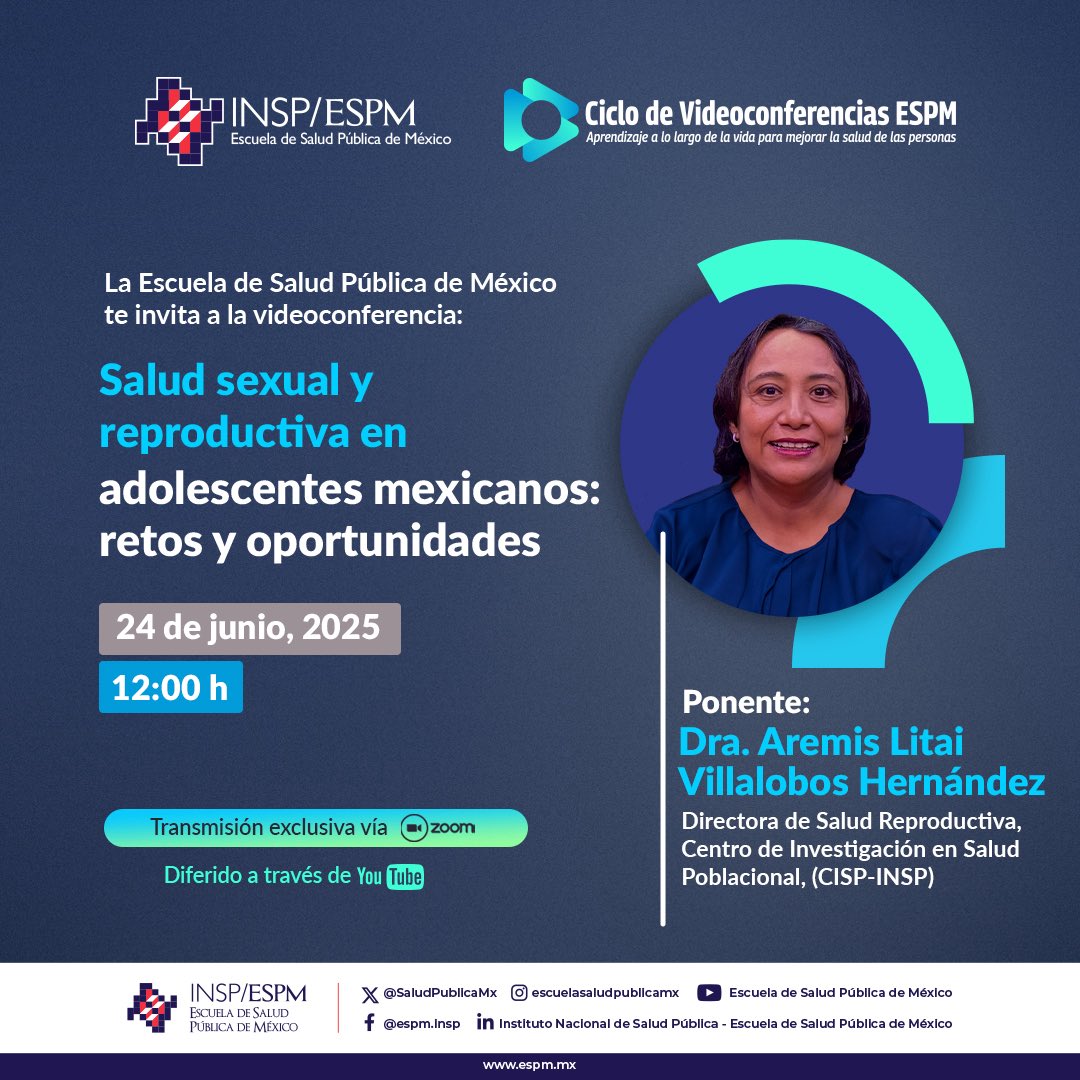 ¡Próxima #VC25! 📣 Con enfoque de derechos, género y juventudes, exploraremos datos y propuestas para entornos más seguros e informados, participa la Dra. Aremis Villalobos Hernández 📊

📅 Martes 24 de junio · 12h
💻 Vía Zoom

Registro:
🔗 bit.ly/461Z1YJ

#SomosESPM