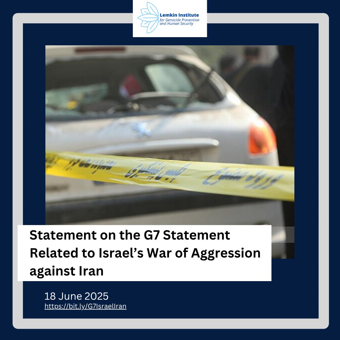 The Lemkin Institute for Genocide Prevention and Human Security believes that the G7 leaders have demonstrated unforgivable, willful ignorance about the crime of genocide and the proper way to engage with states that are committing genocide.

The recent G7 statement on Israel’s