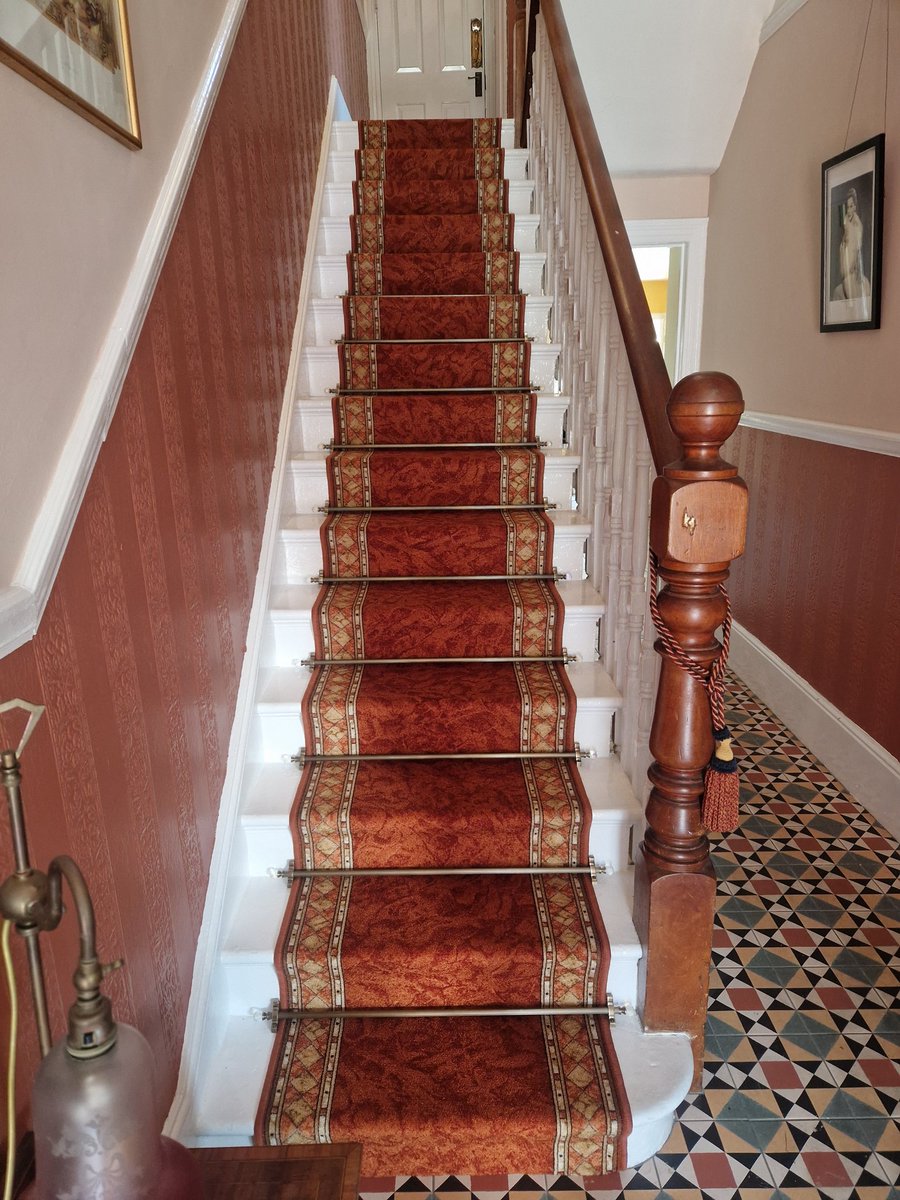 New stair runner fitted today complete with stair rods. #Edwardianhouse