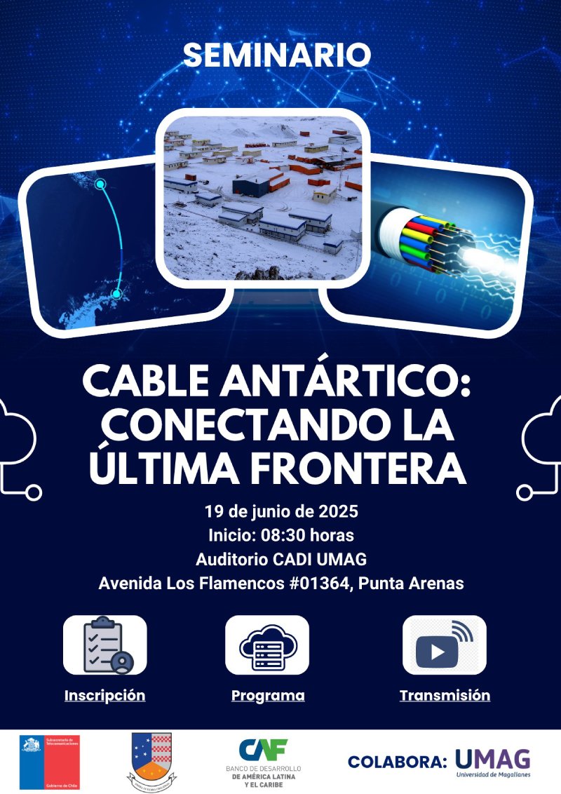 Red_REUNA's tweet image. 📢Mañana desde las 8:00 h súmate al streaming del Seminario Internacional “Cable Antártico: Conectando la última frontera”, que será transmitido en vivo desde Punta Arenas.
➡️youtube.com/live/HBU9qrOQK…