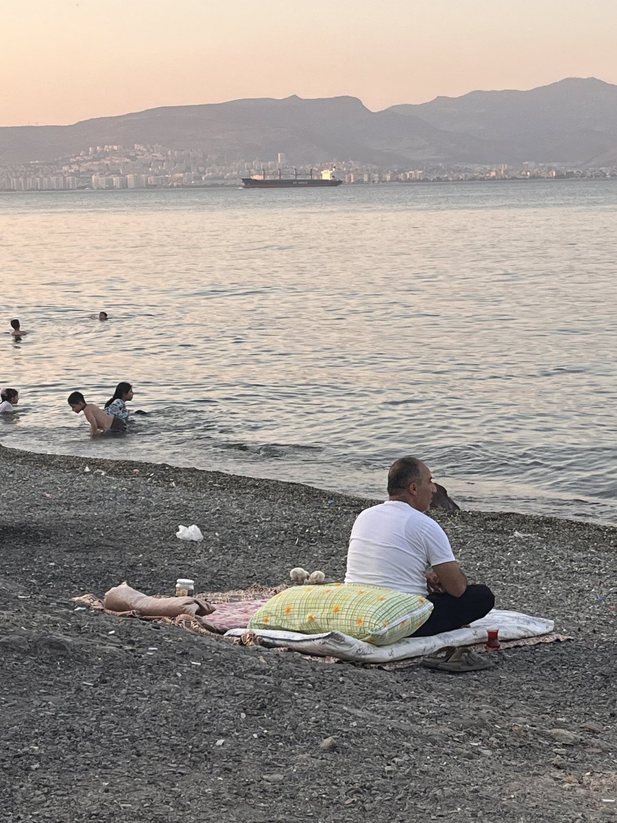 Civcivleri ile sahil keyfi yapan vatandaş :)