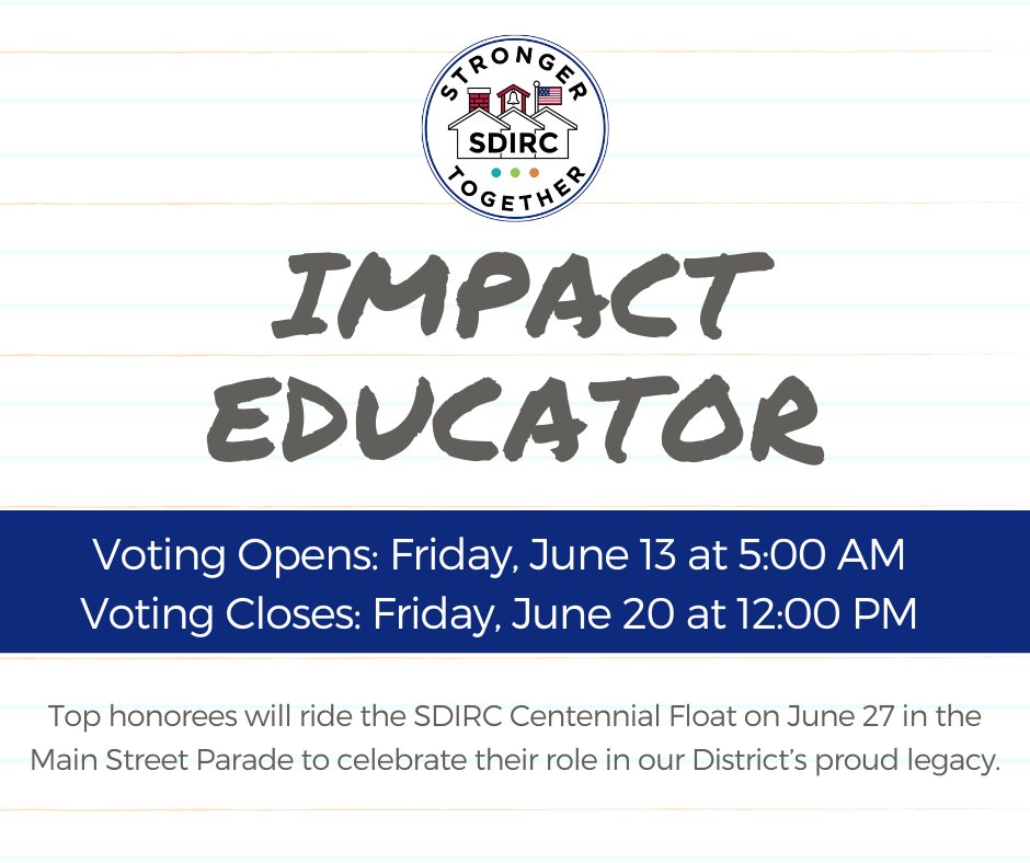 Hi families! Please use the link below to nominate an educator(past or present teacher, staff or administrator) who has made an impact!
forms.office.com/r/C7kBBspUEW