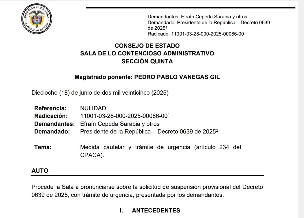 Auto suspensión decreto 0639 de 2025/Decisión completa 
drive.google.com/file/d/1lkN_sV…