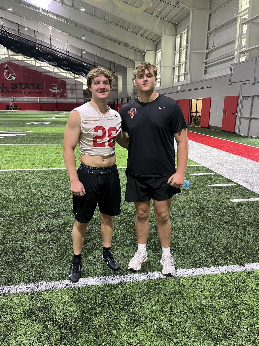 Lucas Szymborski , CPHS Class of ‘25 with Nolan Cicero, CPHS Class of ‘26, on Nolan’s Official visit to Ball State today. 

Chirp, Chirp.
