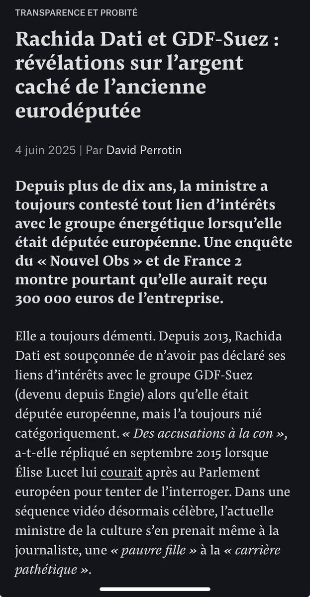 davidperrotin's tweet image. C’est ballot, en attaquant Patrick Cohen, Rachida Dati a oublié de mentionner ce que Mediapart avait écrit sur elle  mediapart.fr/journal/politi…