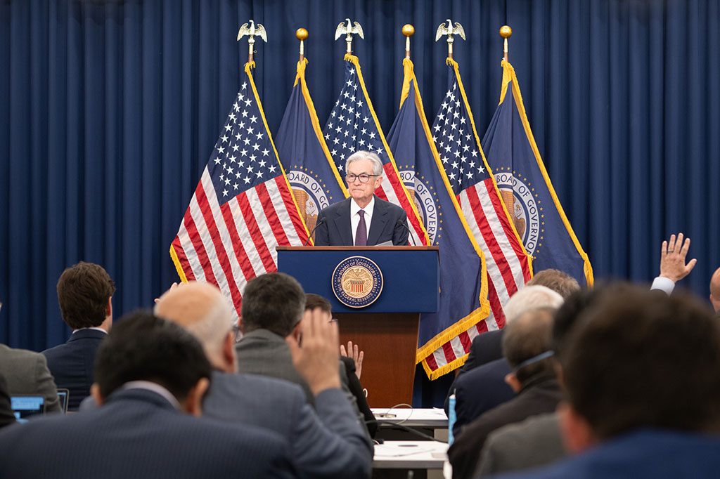 Chair Powell answers reporters' questions at the FOMC press conference on June 18, 2025. 