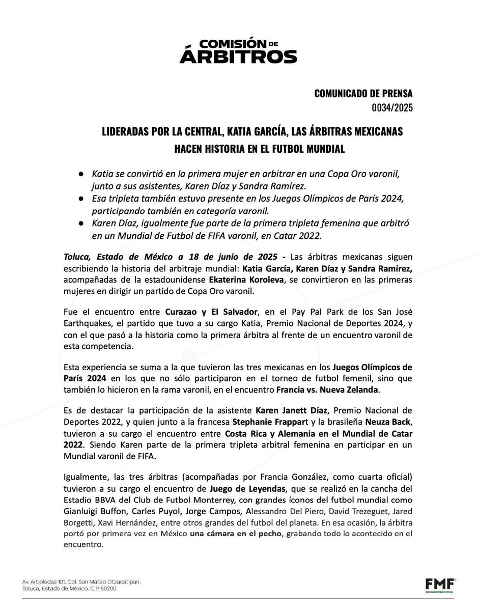 Arbitraje_MX's tweet photo. Árbitras mexicanas hacen historia al dirigir un partido de la @GoldCup 2025.

Más detalles: https://t.co/odOhjLX3Wa https://t.co/gJdz4SsCk4