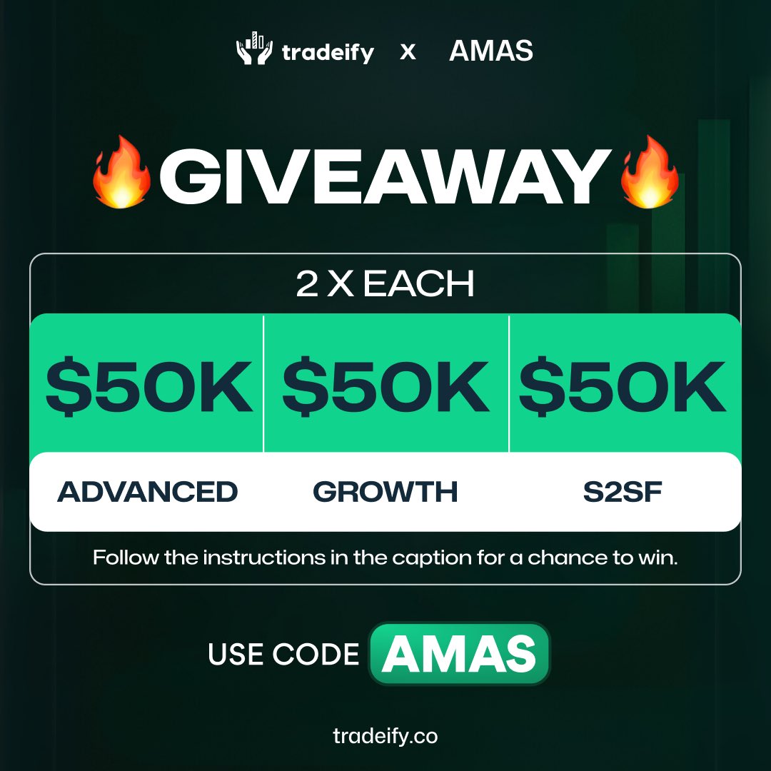 AmasPFT's tweet photo. 🚨 LIVE TRADING + GIVEAWAY 🚨
Going LIVE this Friday, June 20 at 12:30PM EST w/ Tradeify!

🎁 Giving away 6x $50K accounts:
✅ 2x S2F, 2x Growth, 2x Advanced

To enter:
1️⃣ Tag 2 friends, repost &amp; like
2️⃣ Sub to my YT: https://t.co/mcXEFtcNpl

🎯 Winners announced LIVE on stream https://t.co/pVRUZvLM03
