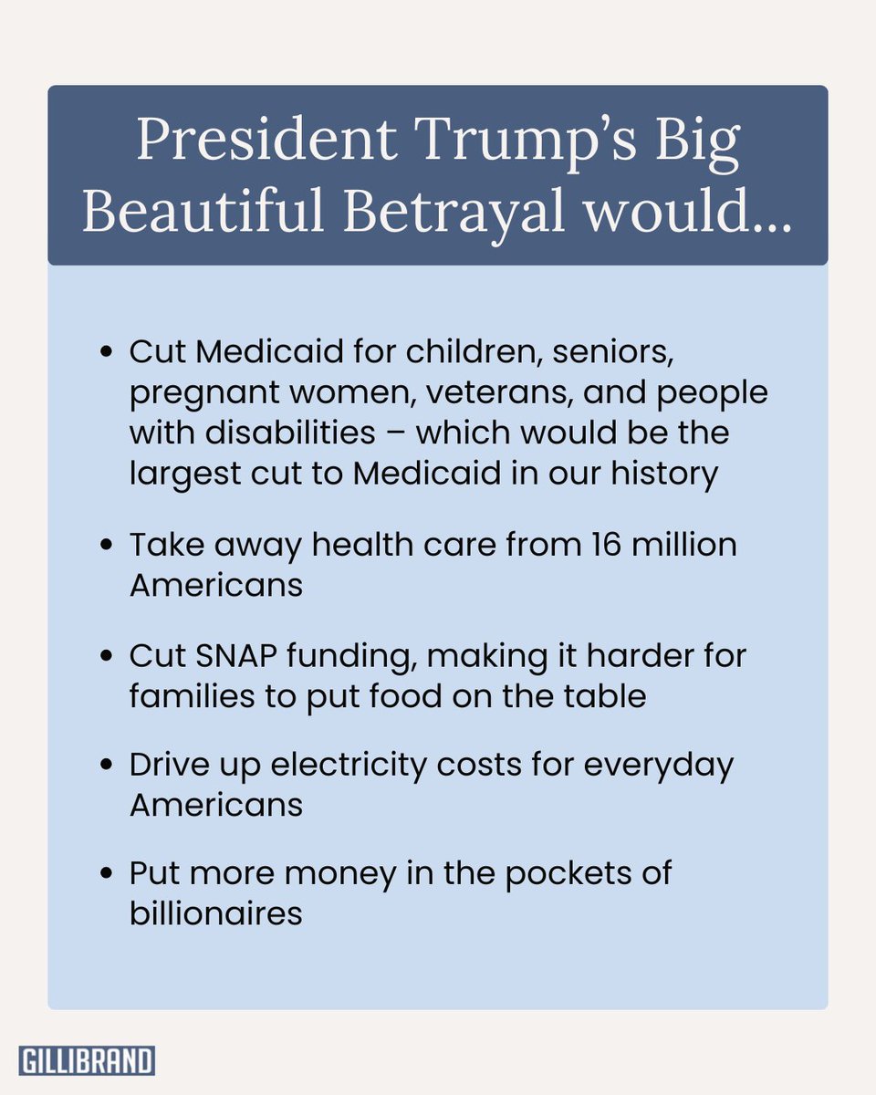 If President Trump's Big Beautiful Betrayal becomes law, millions of Americans won't have the resources to see a doctor when they’re sick or put food on the table.

It's unconscionable.