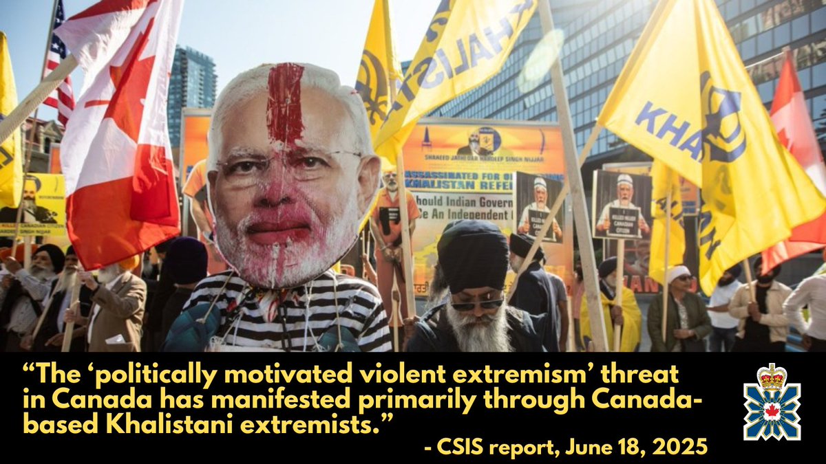IC_unity's tweet image. CSIS doesn’t mince words: Canada-based Khalistani extremists have been the primary violent extremist threat in this country since the 1980s. It’s time our politicians stopped ignoring it. Read the report: canada.ca/en/security-in…