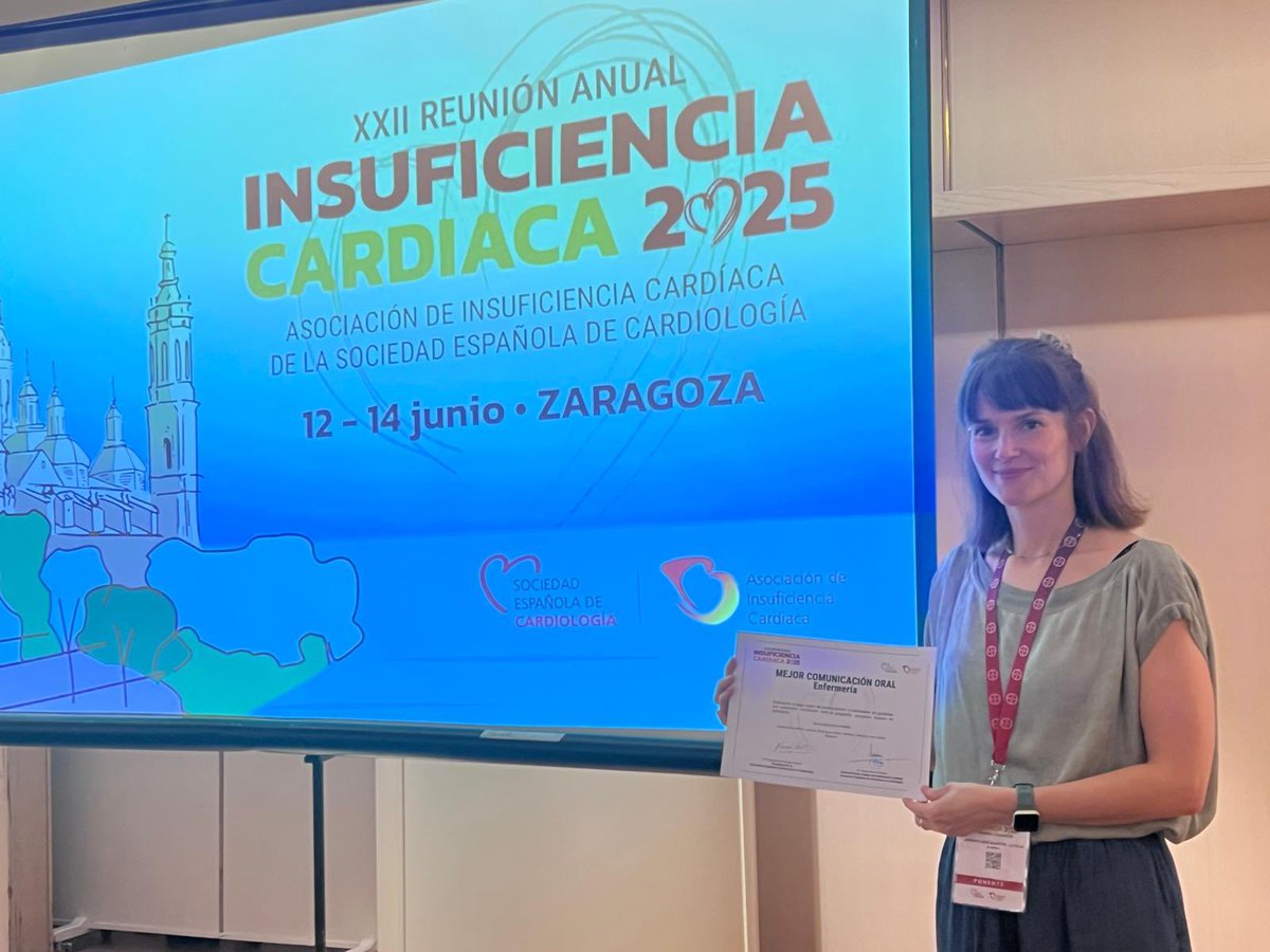 🏆 Premio a la Mejor Comunicación de Enfermería en #IC2025 para <a href="/LeticiaJimeno/">Leticia</a> 👏
📚 “Evaluación a largo plazo de conocimientos y habilidades en pacientes con asistencia ventricular tras un programa educativo basado en simulación”
<a href="/AEEC_enfcardio/">Asociacion Española de Enfermeria en Cardiologia</a> <a href="/IC_aeec/">GT Insuficiencia Cardíaca - AEEC</a> 💙💉