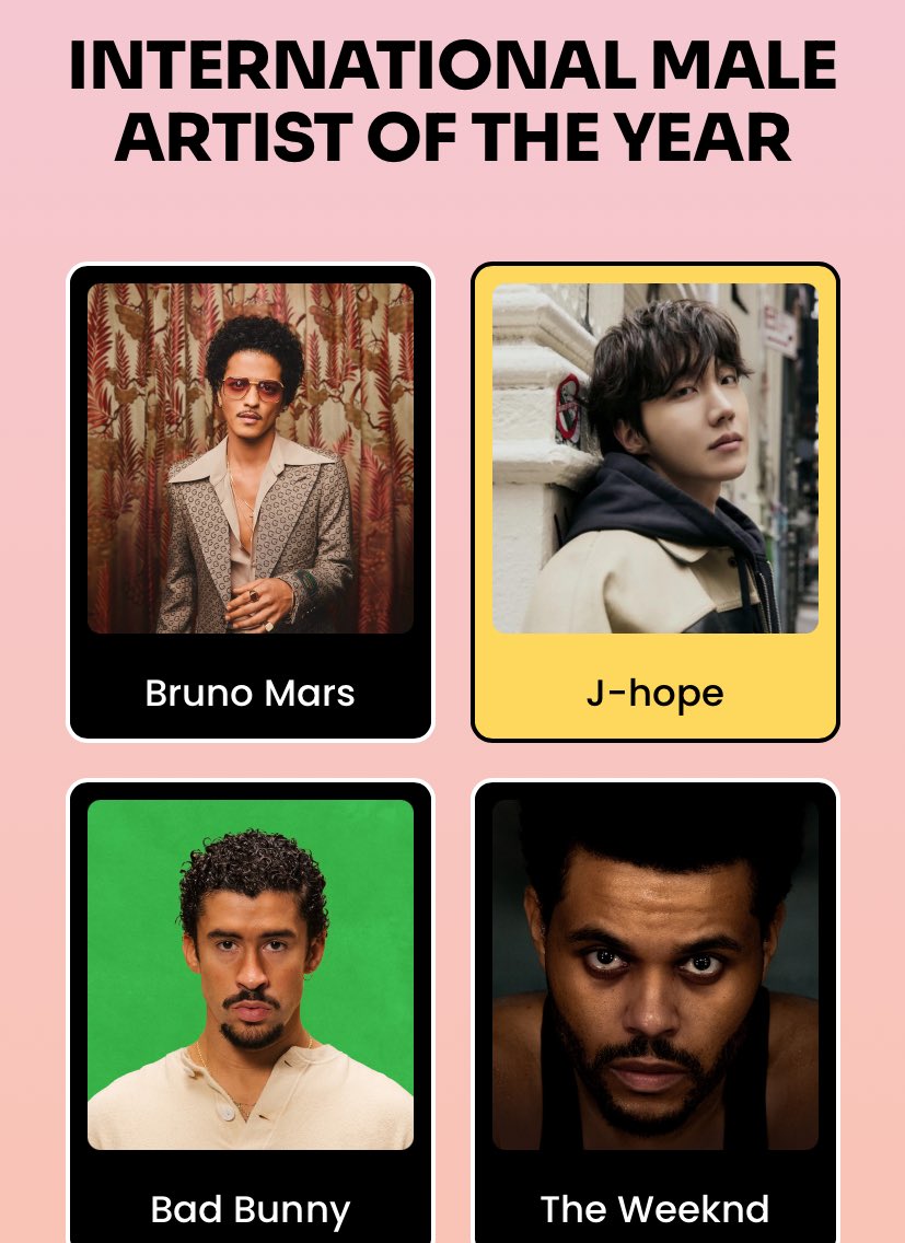 JHPOPBASE's tweet photo. RT &amp; Reply

I vote #JHope for #ArtistaMasculinoInternacionaldoAno at the #SECAwards

Must follow @secawards

https://t.co/h1wg1HoMU3 https://t.co/N0hXT9CA1V