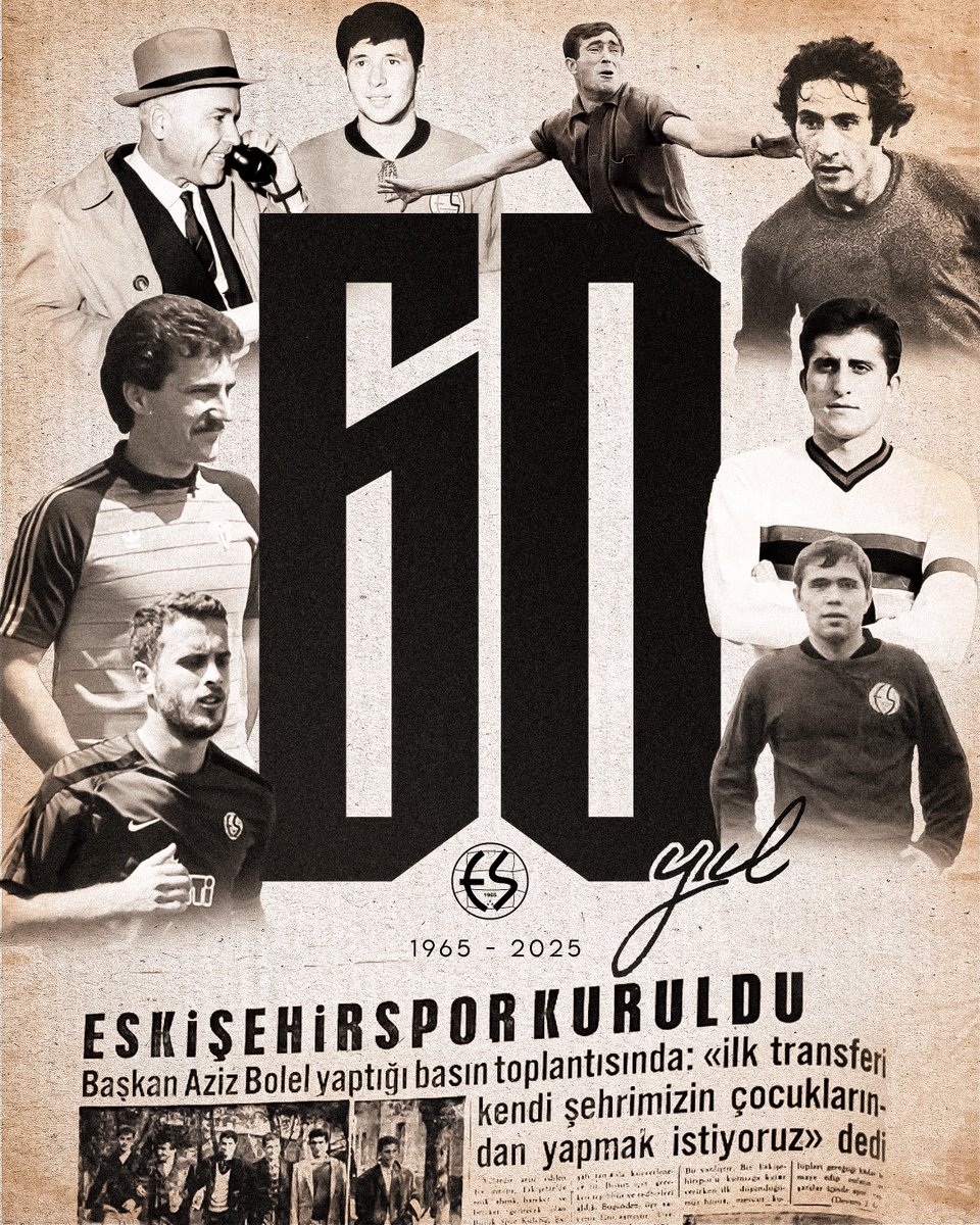 60 yıldır aynı arma altında, bitmeyecek mücadelemiz ve sonsuz sevgimizle.
1965'den bugüne bütün gücünle. 

Mirasımız Eskişehirspor, 60. yaşında!