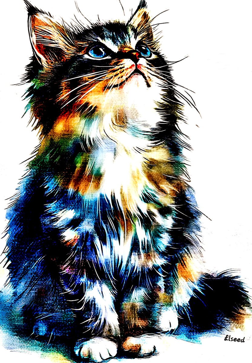 “A cat's love is a silent question in their eyes, answered by the softness of their fur.” 💖🦋🐈
 Elseedart 
Oils&amp;Acrylics painting on canvas
Size : 16 x 23 inches 
Looking for a home 🏡 🐾
-instagram.com/the_seed_art
Commission paintings are welcome
