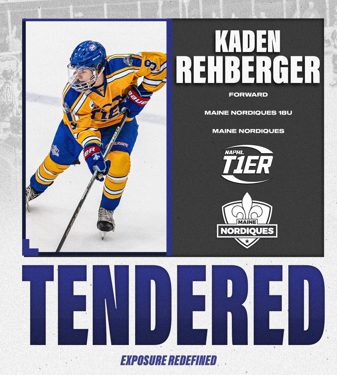 #NAPHL T1ER Advancement: Maine Nordiques 18U forward Kaden Rehberger has signed an <a href="/NAHLHockey/">NAHL</a> tender agreement with the <a href="/MaineNordiques/">Maine Nordiques</a>. 

📰: nat1hl.com/news/story.cfm…