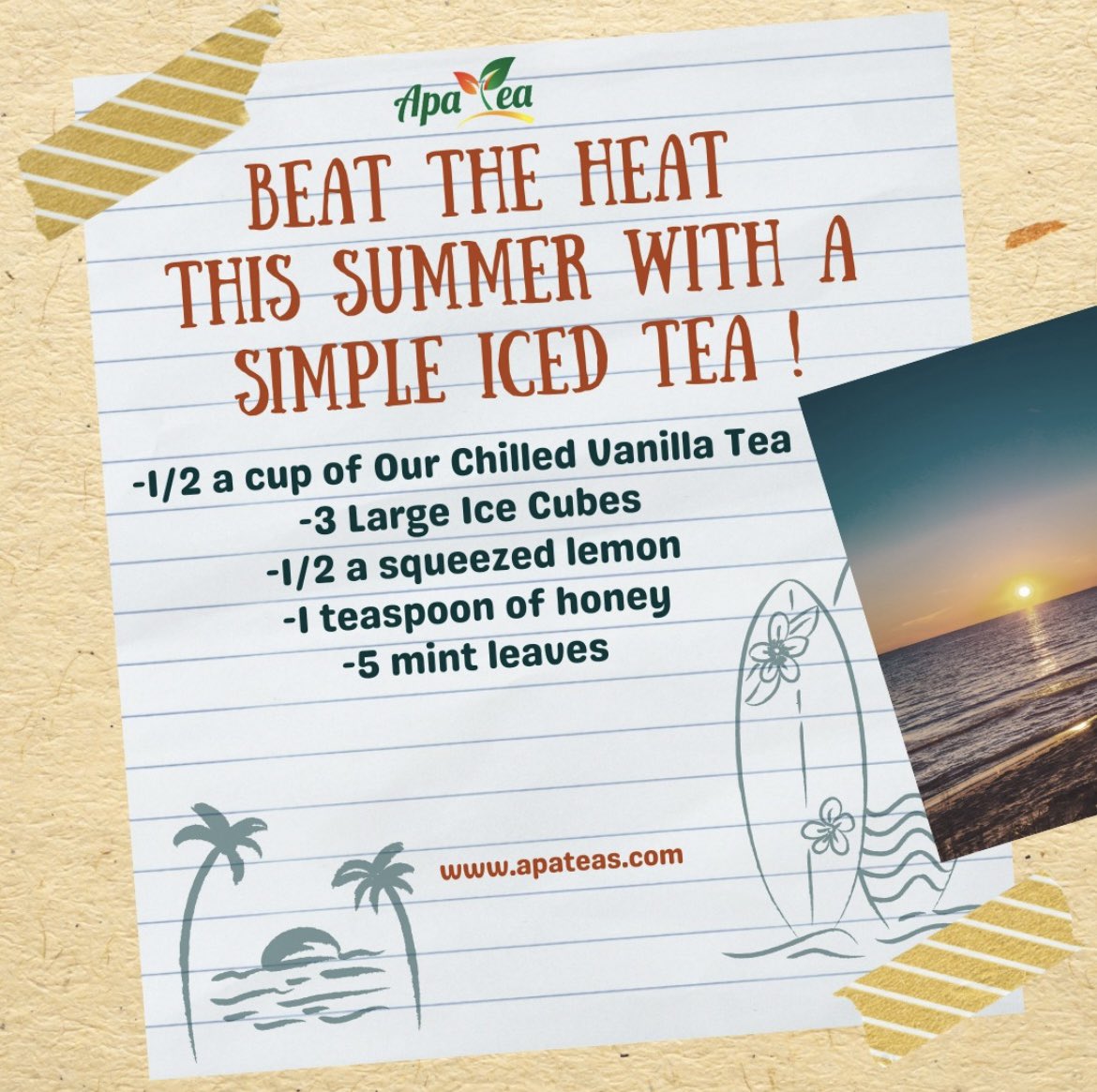 Theofficiallapa's tweet image. Who Said you can’t enjoy summer the healthy way👀 The heat’s here and so are our recipes, make sure to try out this weeks amazing and simple Vanilla Iced Tea 🤩#Summer #IcedTea #APATea #Naturalblends #Affordable #Refreshing