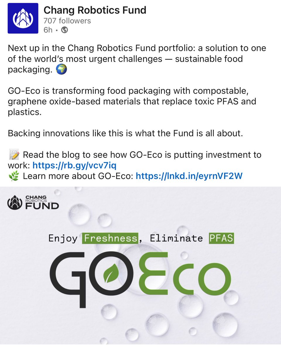 CR FUND DEPLOYING CAPITAL

It’s Wednesday and we invested in another company.  GO Eco solves plastics in food, by totally removing plastic from your food packaging. 

Moms and dads are gonna love it.