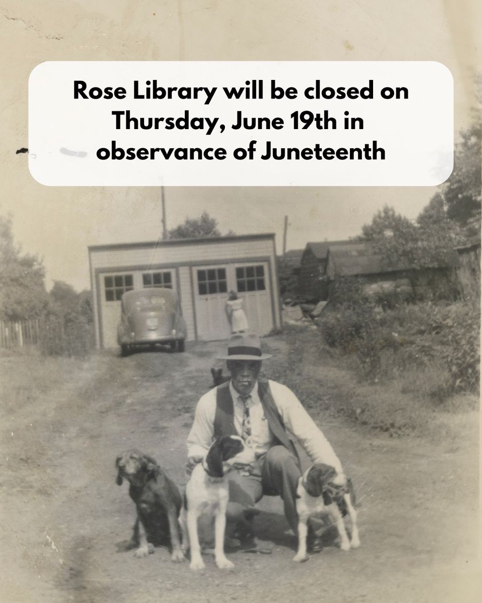 Rose Library will be closed this Thursday, June 19th in observance of Juneteenth. We will resume our regular operating hours on Friday, June 20th. 

📷: Robert Langmuir African American photograph collection