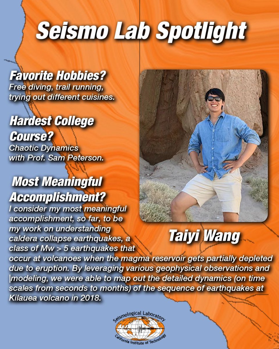 CaltechSeismo's tweet image. Meet Taiyi Wang, a Seismo Lab Post-Doc who works on understanding how faults mechanically interact with fluids and how evolving crustal properties impact earthquake cycles, while using machine learning to tackle computational bottlenecks in the so called earthquake cycle…