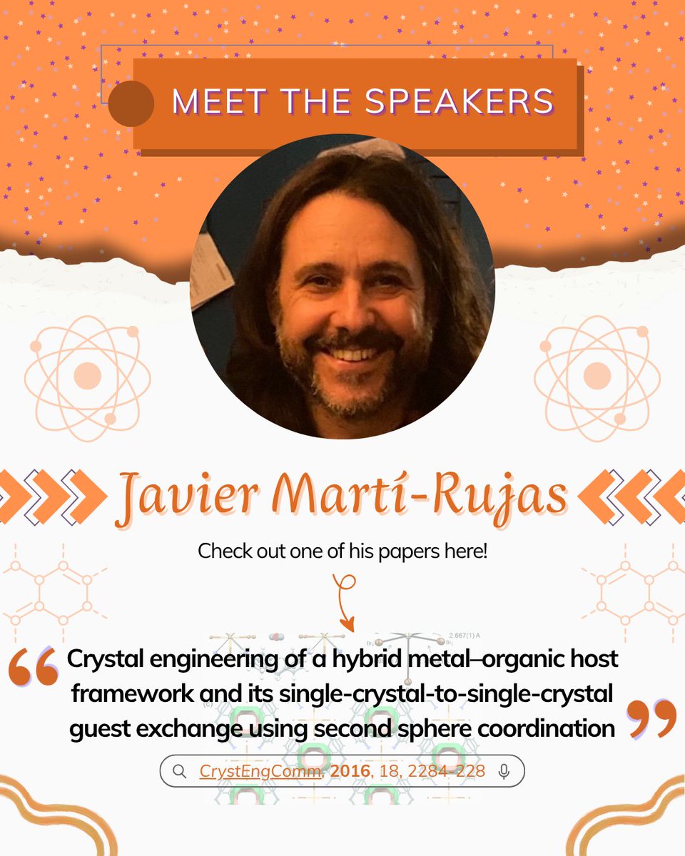 ICCOSS 2025 (@iccoss2025) on Twitter photo 🎙 Meet Javier Martí-Rujas, invited speaker at ICCOSS 2025!
He designs functional organic and hybrid materials, combining structural analysis and dynamic transformations in crystals.
📍 Playa del Carmen | 🗓 July 13–18
🔗 Register now – link in bio
📩 iccoss2025@iquimica.unam.mx 🎙 Meet Javier Martí-Rujas, invited speaker at ICCOSS 2025!
He designs functional organic and hybrid materials, combining structural analysis and dynamic transformations in crystals.
📍 Playa del Carmen | 🗓 July 13–18
🔗 Register now – link in bio
📩 iccoss2025@iquimica.unam.mx