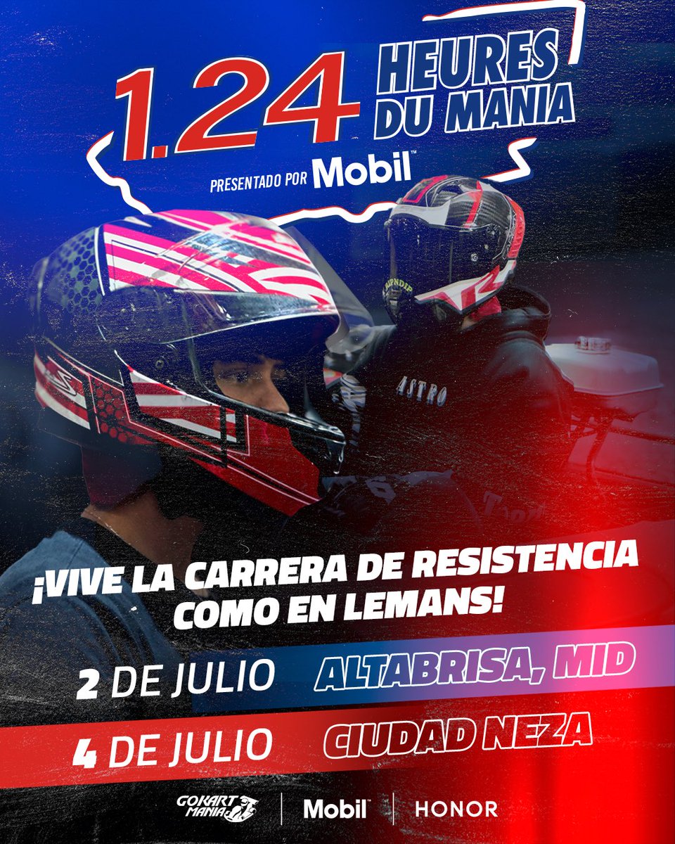 🏁 ¡LA CARRERA DE RESISTENCIA MÁS INTENSA DEL INDOOR KARTING LLEGA A GO-KARTMANÍA! 🏆🔥
¿Tienes lo que se necesita para dominar 1.24 horas como en Le Mans? 🏎️💨
Arma tu equipo, domina la pista y gana el trofeo edición especial.

🔗gokartmania.com.mx/endurance 🔥🔥