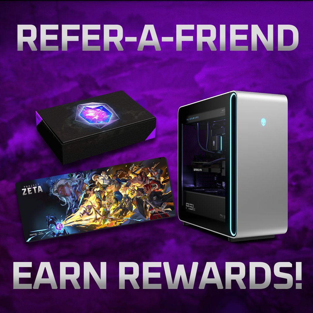 What’s better than squading with your friends on the Aran Plateau? Getting cool rewards for referring them!

✅Project ZETA Mousepad 
✅Project ZETA❓Mystery Swag Box❓
✅Entries in the @alienware 👽Area 51 PC giveaway

Link: referral.krafton.com/en/zeta
Rules: zeta.krafton.com/clause/event_r…