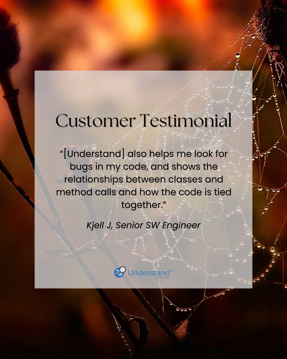 CodeUnderstand's tweet image. One of #Understand's biggest strengths is its ability to put together a comprehensive and detailed picture of your #code, helping you navigate it - and of course *understand* it - more easily.
Experience it for yourself! Try Understand today:
licensing.scitools.com/request/trial/…