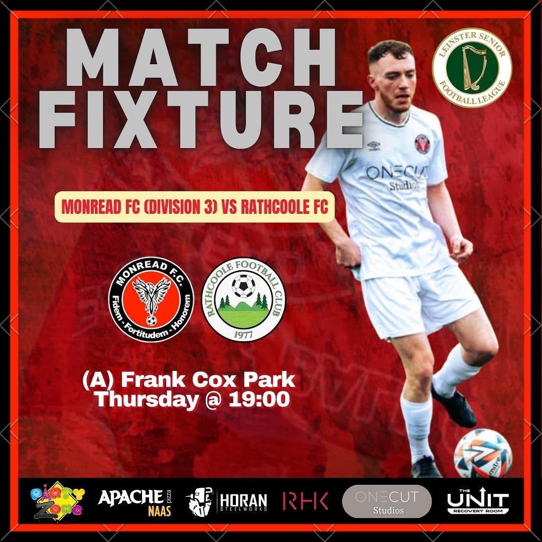 Monread FC (@monread_fc) on Twitter photo 🏆JOE TYNAN CUP FINAL🏆
Well after a long wait we finally get our date and opponent!
Tomorrow night, we face Rathcoole Football Club in the final of the <a href="/LSLLeague/">Leinster Senior League</a> Joe Tynan Cup. Our boys have had to wait over three weeks for this game but they are raring to go.
⚽️🔴⚫️ 🏆JOE TYNAN CUP FINAL🏆
Well after a long wait we finally get our date and opponent!
Tomorrow night, we face Rathcoole Football Club in the final of the <a href="/LSLLeague/">Leinster Senior League</a> Joe Tynan Cup. Our boys have had to wait over three weeks for this game but they are raring to go.
⚽️🔴⚫️