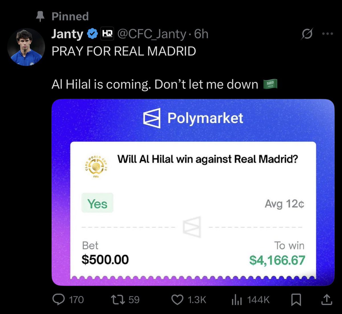 Nothing is saving these two at this point 😂😭😭

<a href="/UTDTrey/">Trey</a> <a href="/CFC_Janty/">Janty</a> 
 #FIFAClubWorldCup
 #RMAHIL