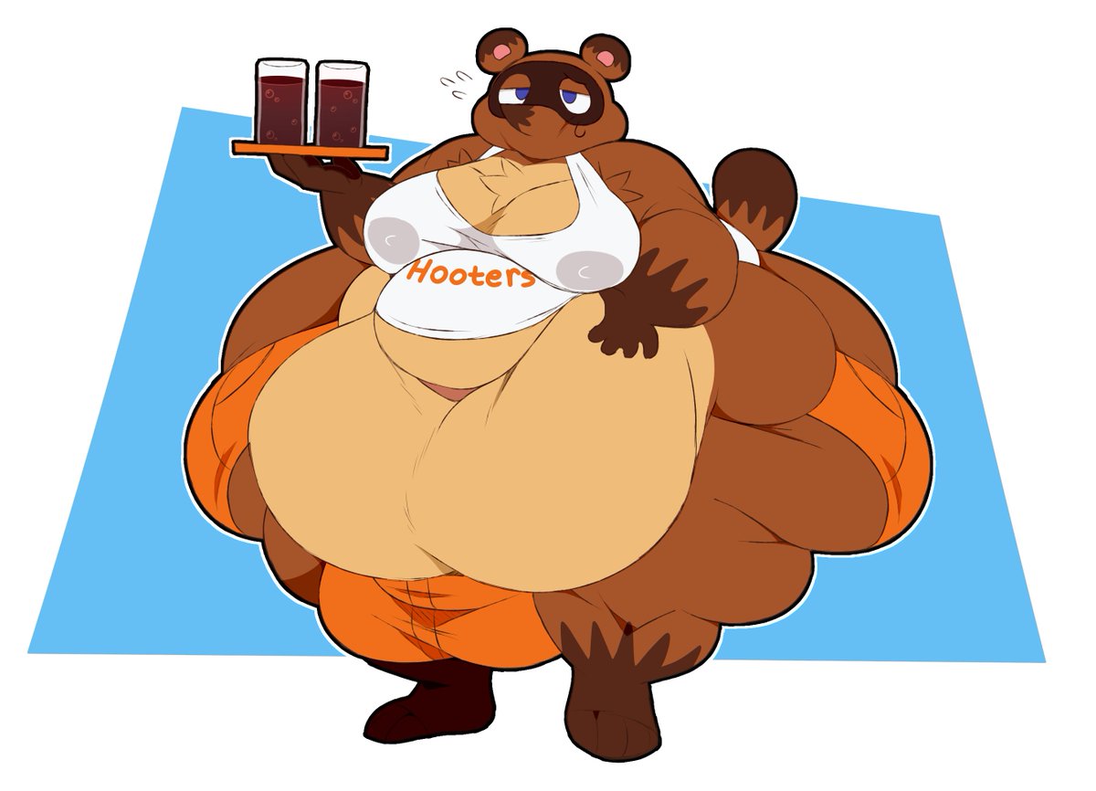 [cw: NSFW, fat]
All this new weight is making it hard to get around, ol' Nook needs to catch his breath between tables.